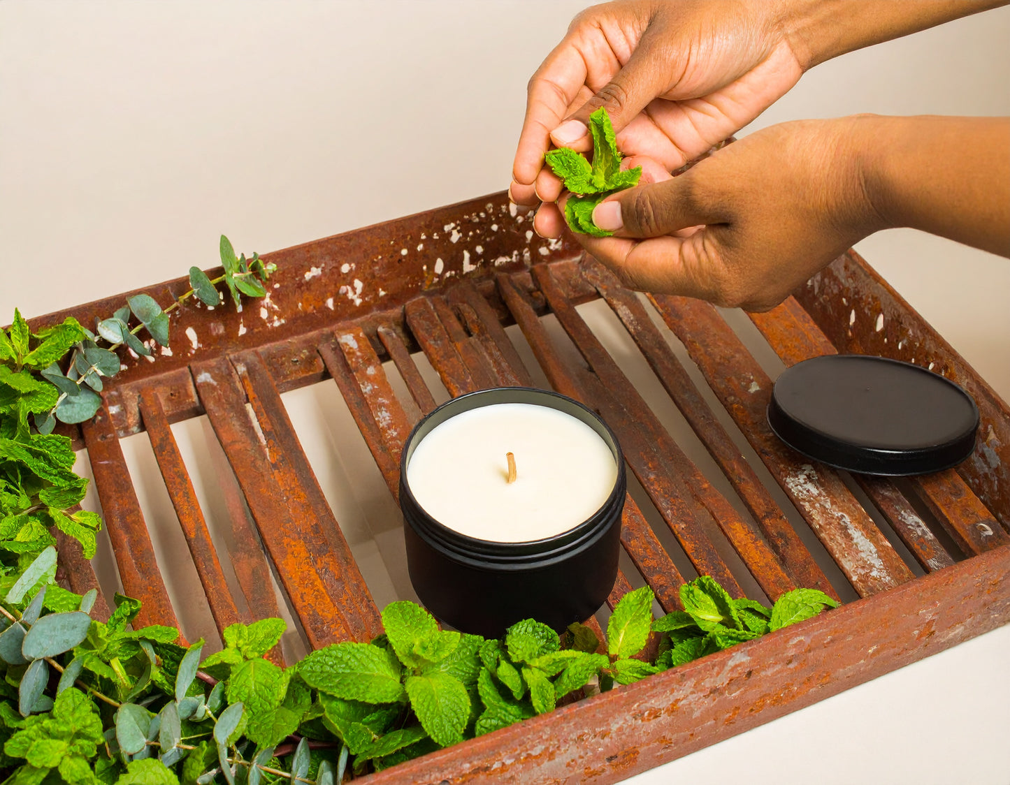 Breathe Easy – 8oz Tin Peppermint · Eucalyptus Candle